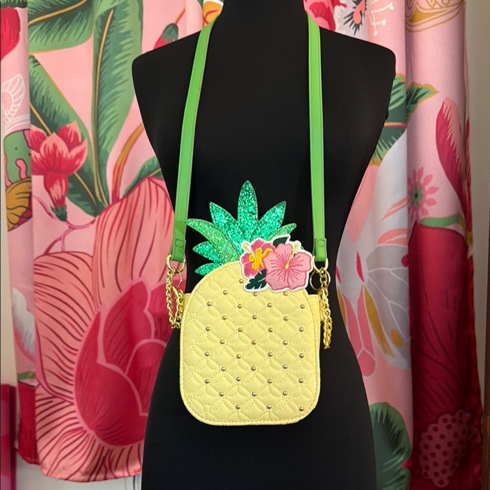 Betsey Johnson Cream and Green Pineapple Crossbody